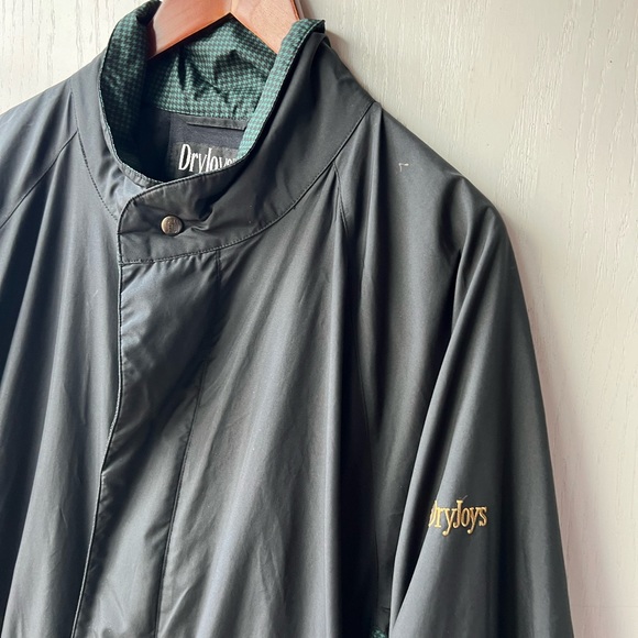 FootJoy Dryjoys Jacket Windbreaker Green Black Houndstooth XL Full Zip Golf VTG - Picture 2 of 10